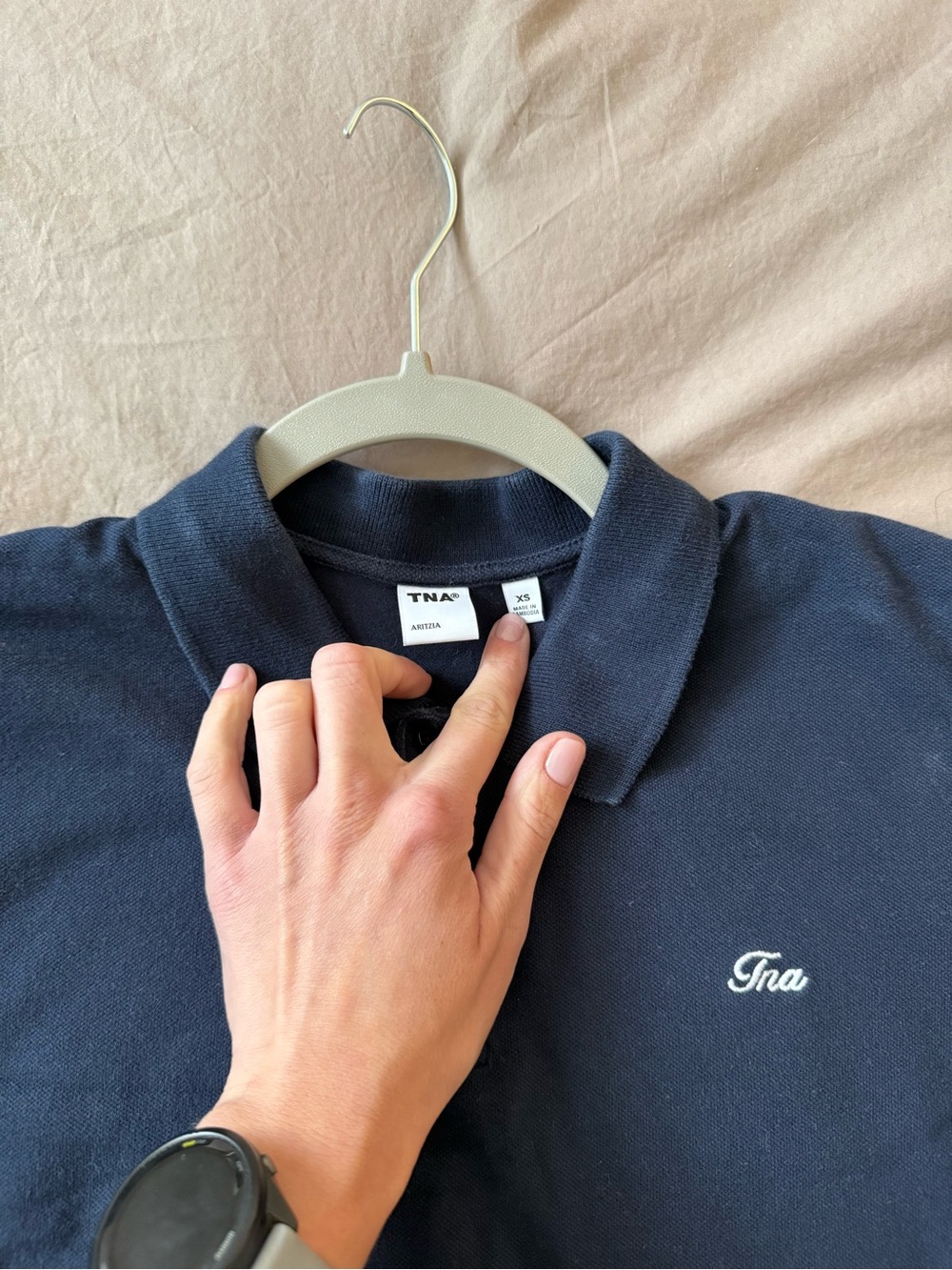 Tna Navy Cropped Polo Shirt - Picture 3 of 3